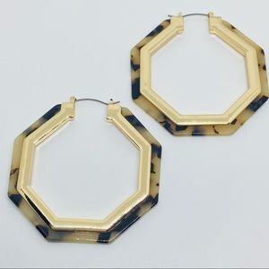 Gold with Animal Print Hoop Earrings